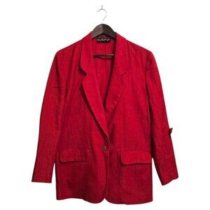 Giorgio Sant Angelo Vintage Red Linen Blend Single Breasted Long Blazer Sz 12